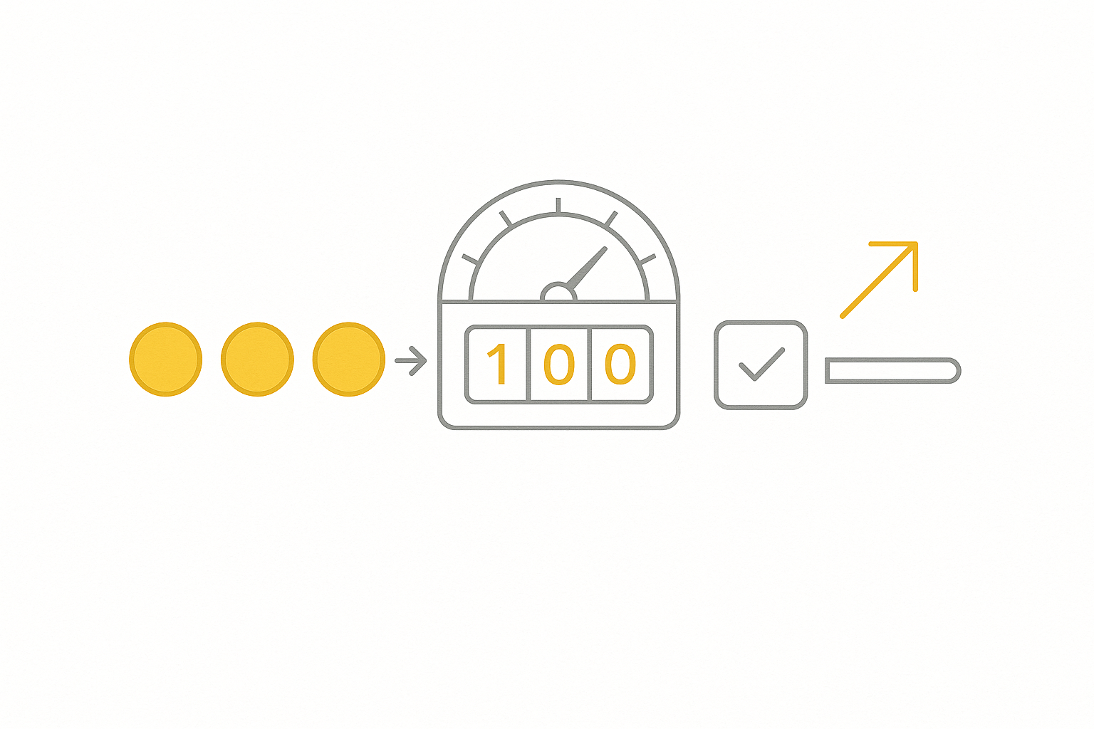Minimalist amber-on-white illustration of a token counter tallying tokens before a send action.